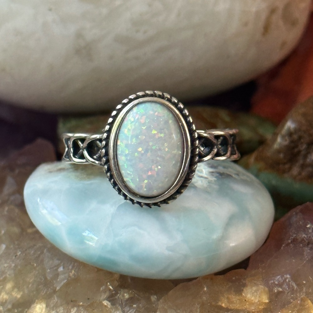 Opal 925 Solid Sterling Silver Ring - image 1